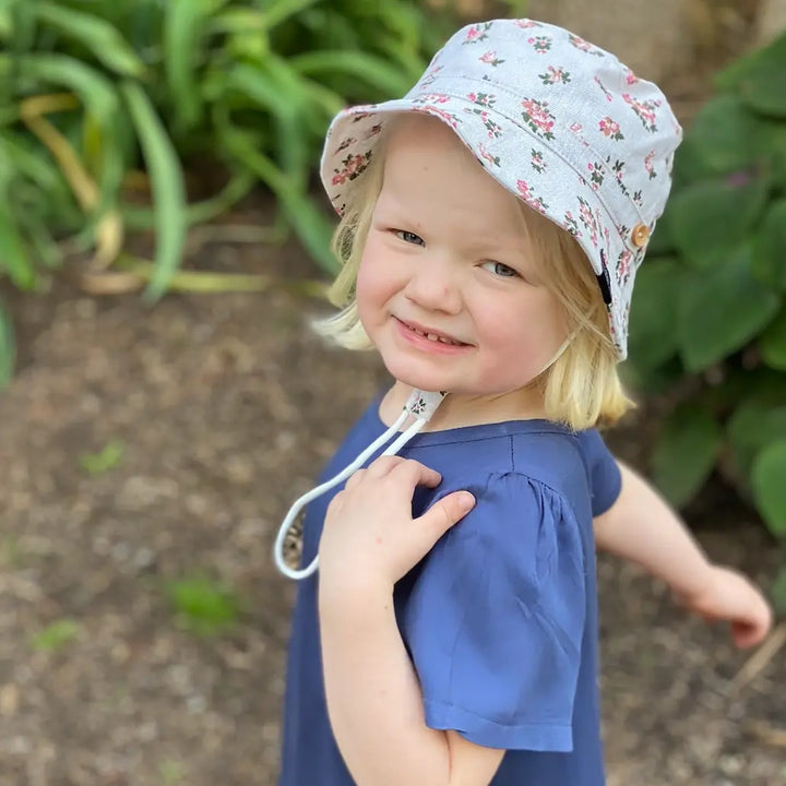 WS Hats - Kids Bucket Hat 3 - 5yrs - Pink Posy - Image 1