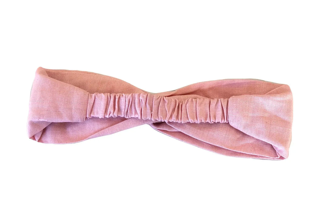 Headband - Linen Elastic headband in Pink