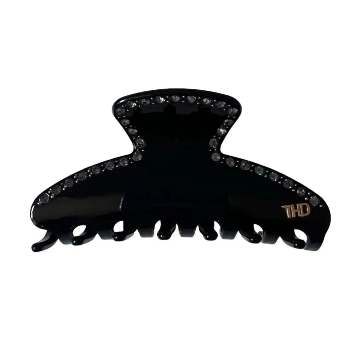 WS - Mary Large Acetate Hair Claw with Crystals - Black