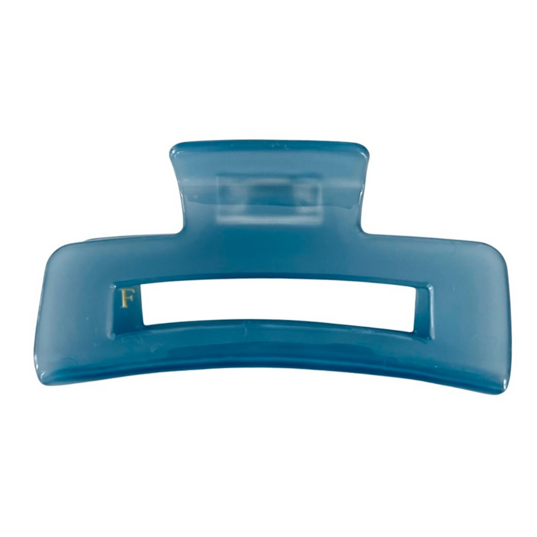 Large Acetate Rectangular Hair Claw Grey/Blue
