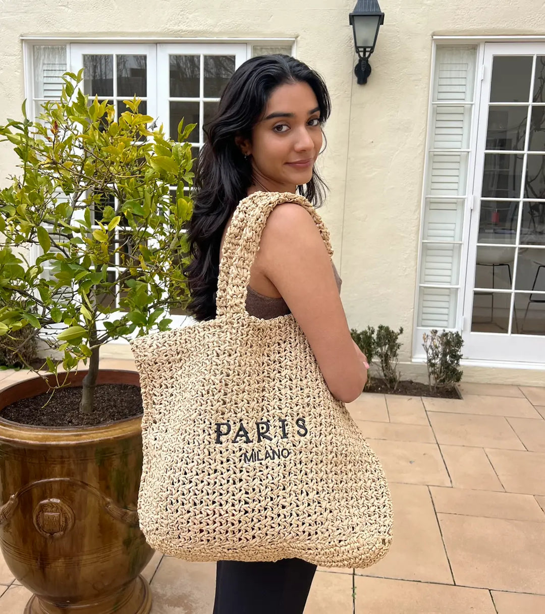 Paris Milano Straw Tote Bag
