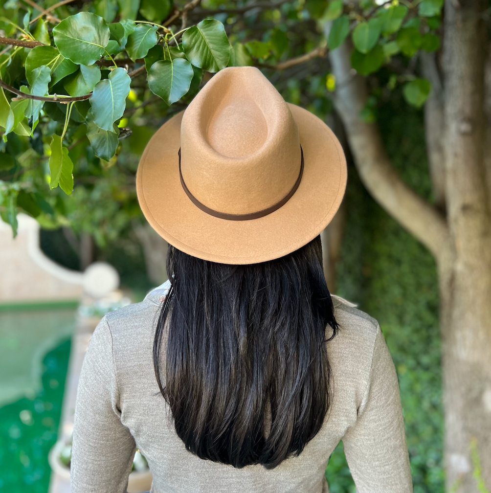Premium 100% Australian Wool 6.5mm Fedora Oversized - camel