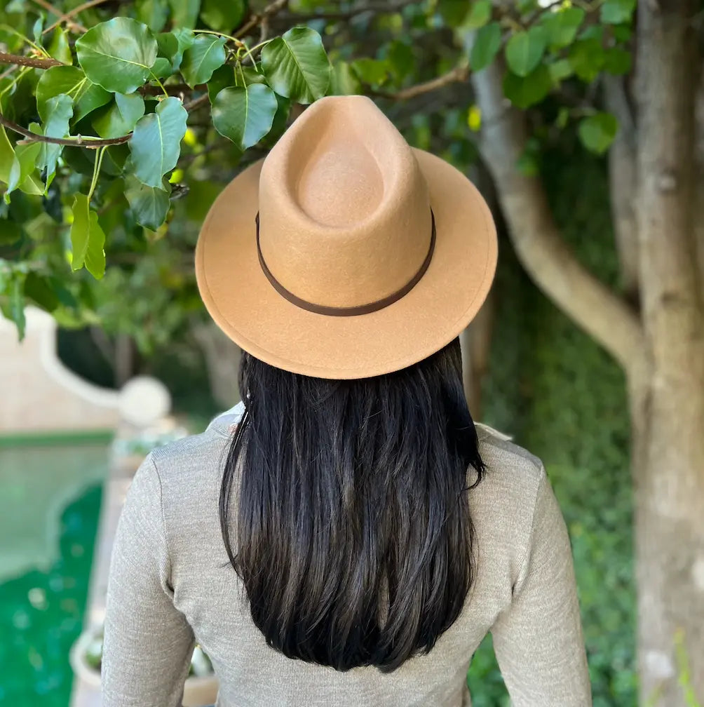 Premium 100% Australian Wool 6.5mm Fedora Oversized - camel