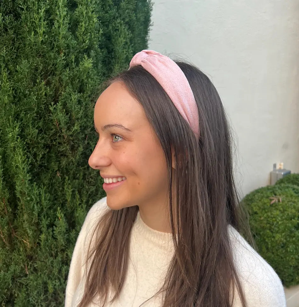 Knotted Vegan Suede Headband- Pink