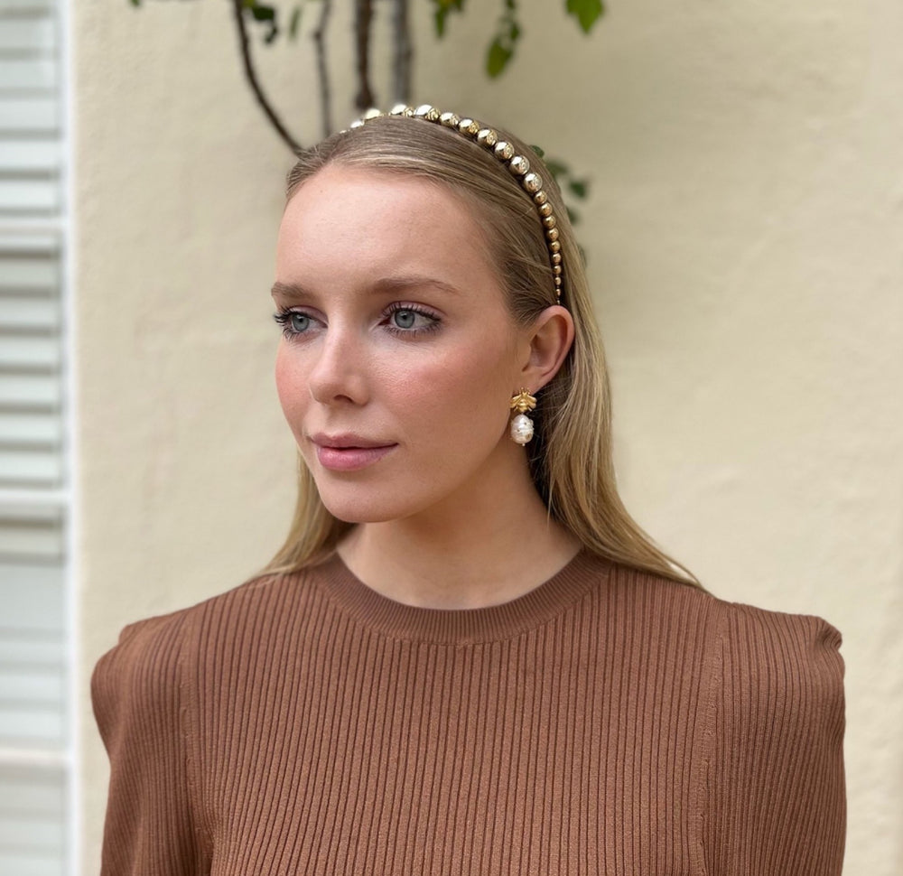WS - Faux Pearl Headband Gold