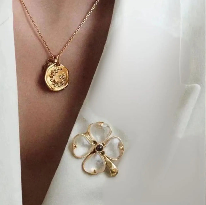 WS Belle Chance Clover Brooch - White