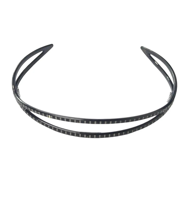 WS Acetate Lumiere & Crystals Headband - Black