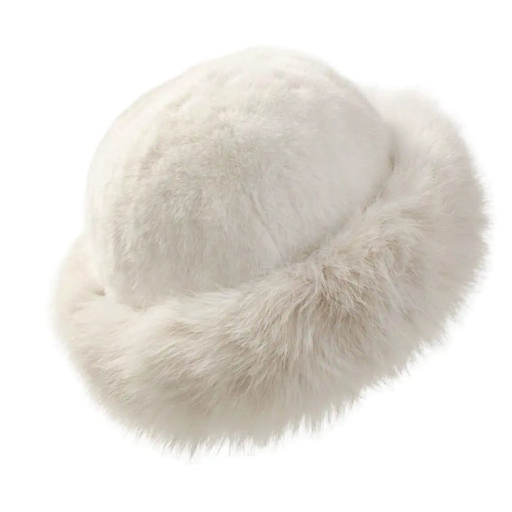 Faux Fur Peruvian Hat - White