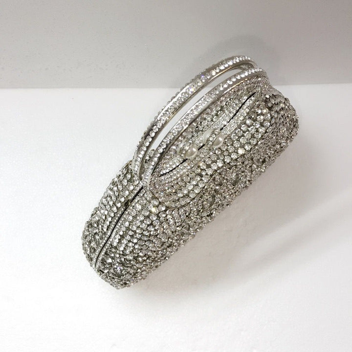 Cosette Diamond Handcrafted Clutch Bag - silver