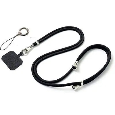 WS Standard Rope Crossbody Phone Strap - Black Silver