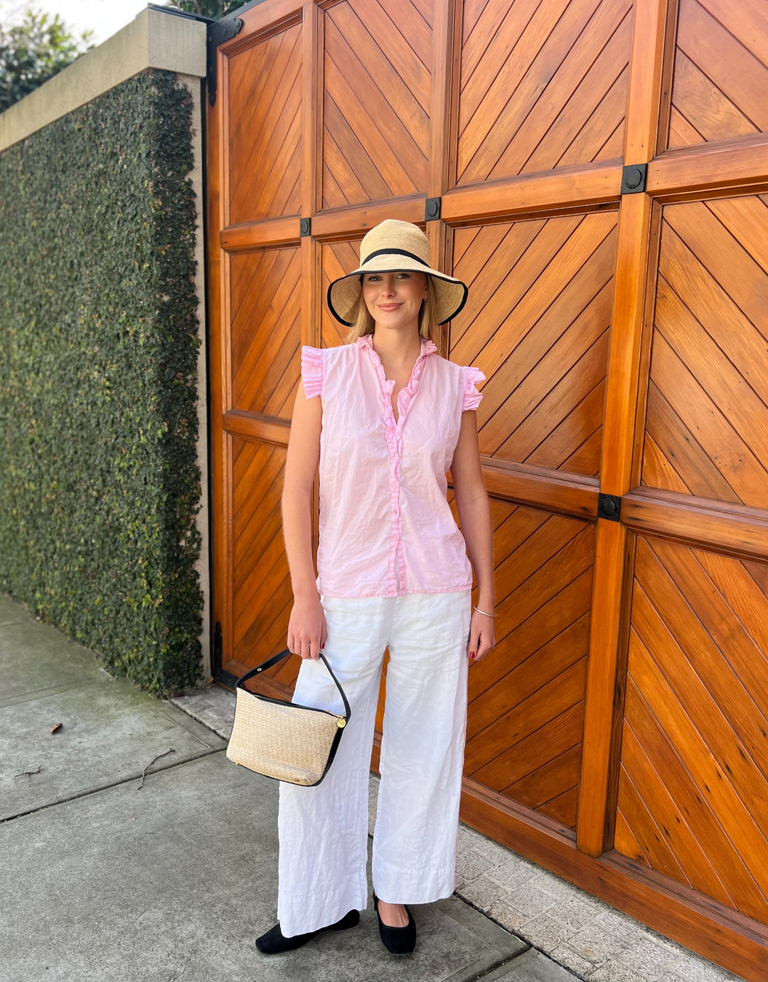 Eleanor Raffia Hat with Black Ribbon