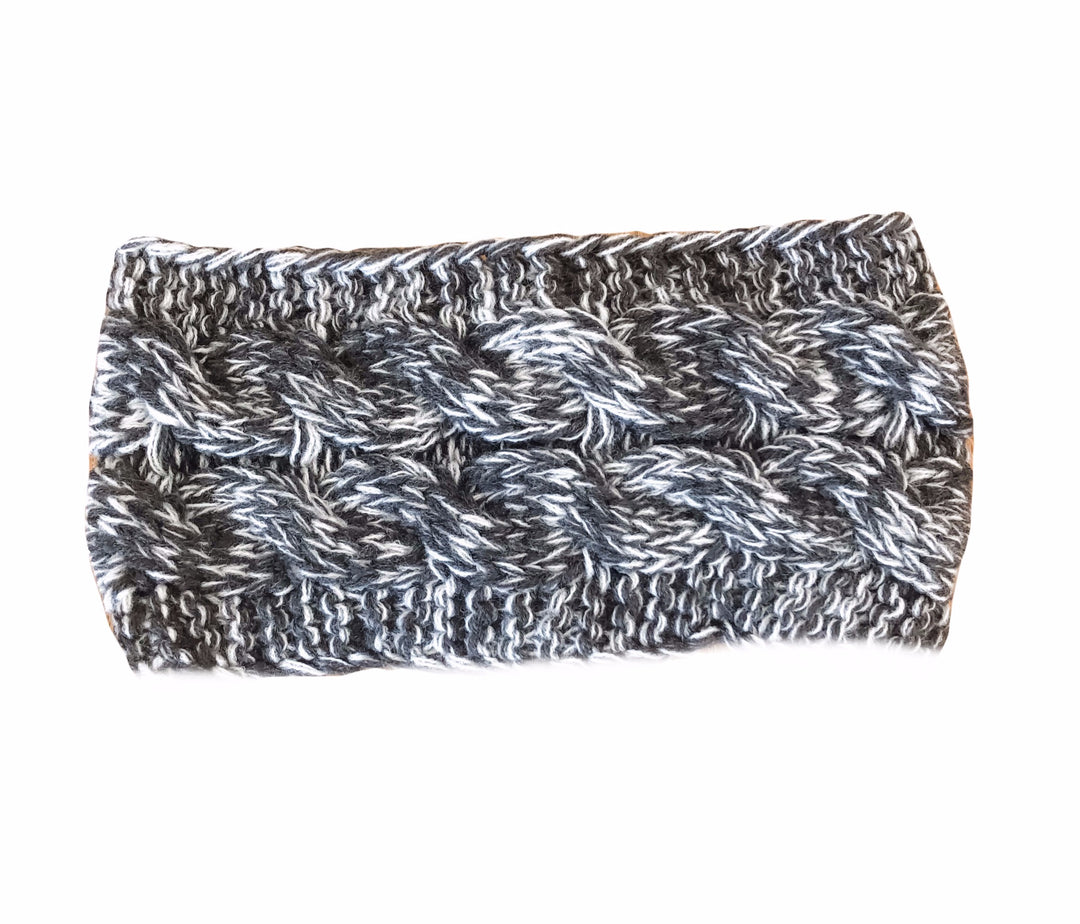 Knitted Cable Headband - Grey & White Tania Hird Designs