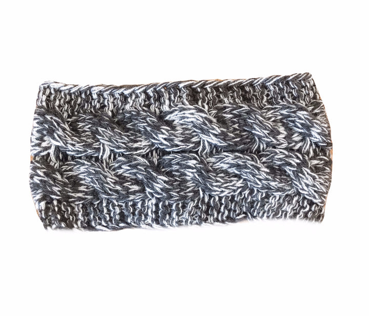 Knitted Cable Headband - Grey & White Tania Hird Designs