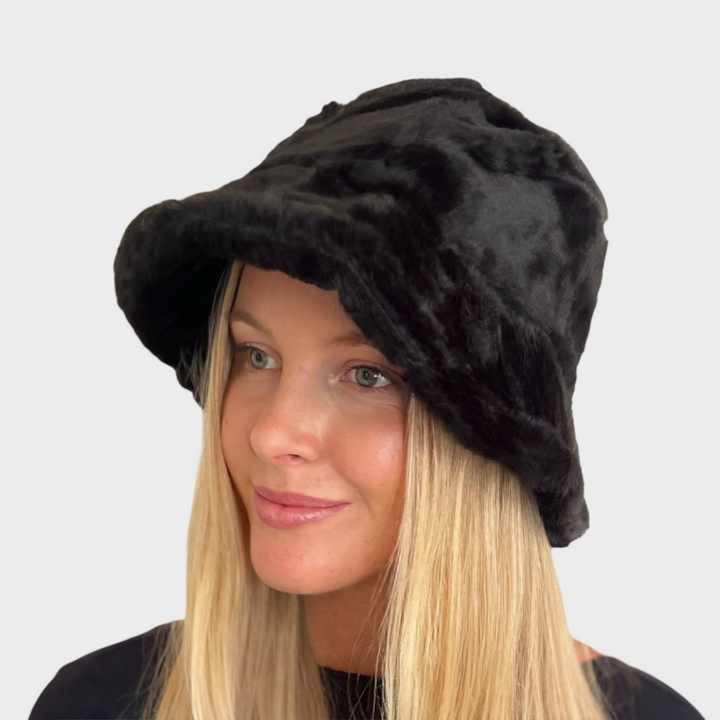 WS Hat -Faux Fur Bucket - Black 754523535005