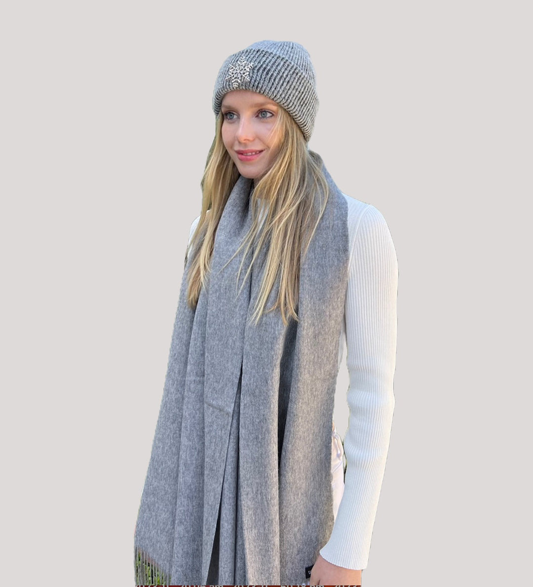 WS Premium Virgin 100% Wool Blanket Scarf- Medium Grey 746935191078