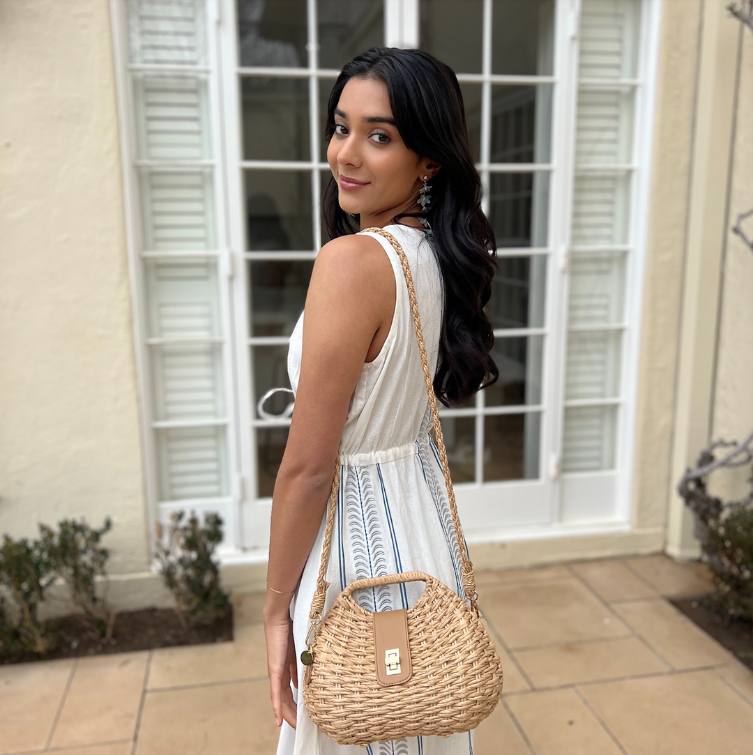 Kirsten Straw Shoulder Bag - Golden