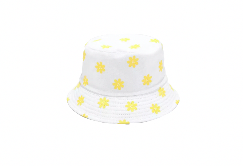 Bucket Hat - reversible-  White daisy/White 6-adult Tania Hird Designs