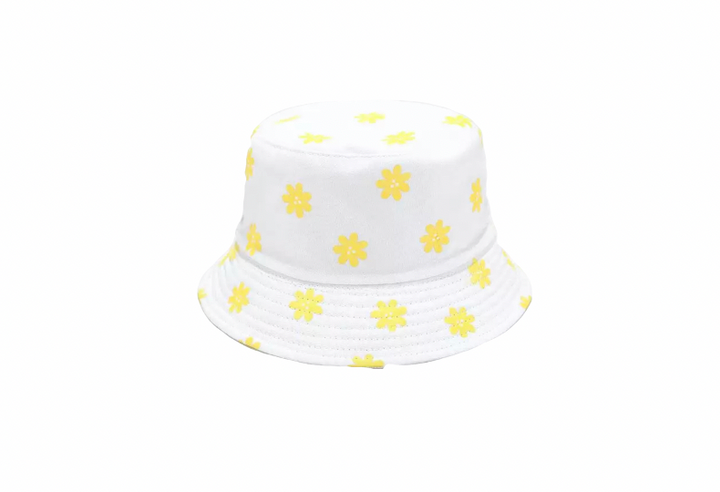 Bucket Hat - reversible-  White daisy/White 6-adult Tania Hird Designs