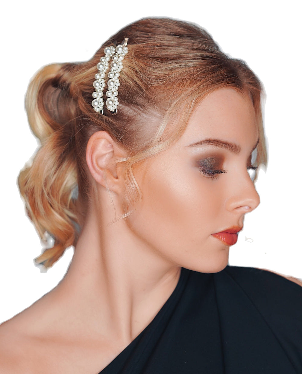 WS - Pearl Flower Hair bobby pin silver - 2pce 746935190965