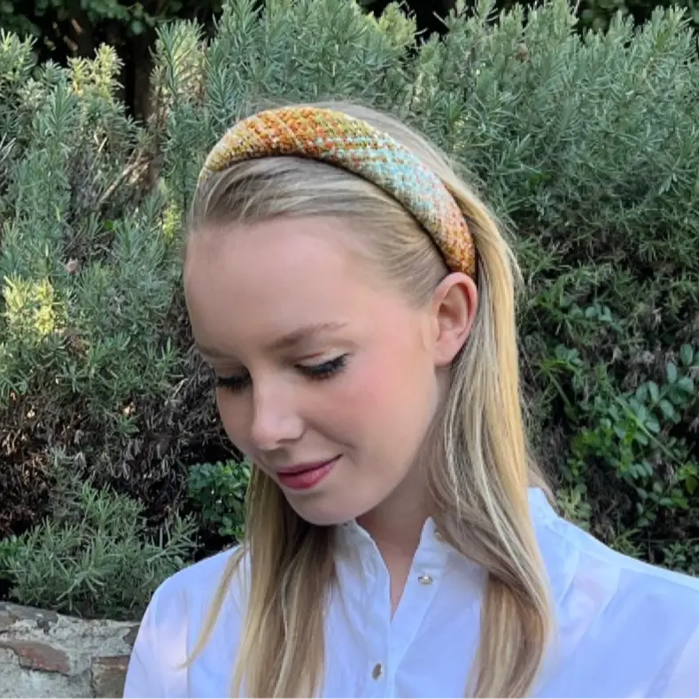 WS Plaid Padded Alice Headband - Burnt Colours - Image 1