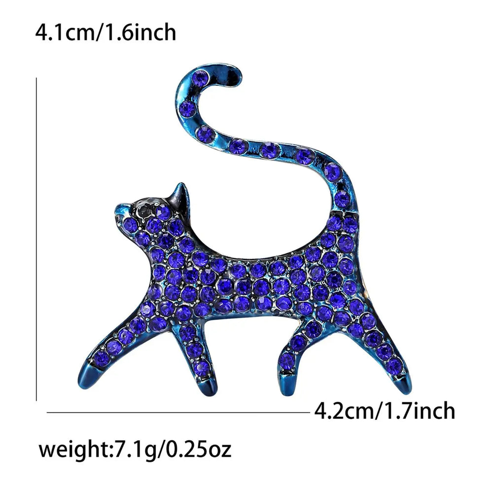 WS Midnight cat Brooch - Blue