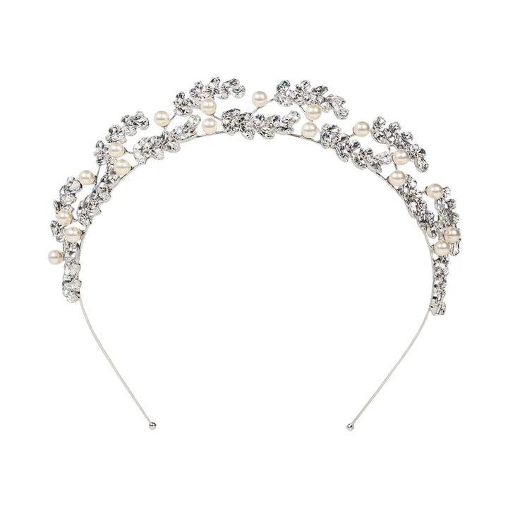 WS The Vienna Crystal & Pearl Tiara - Silver