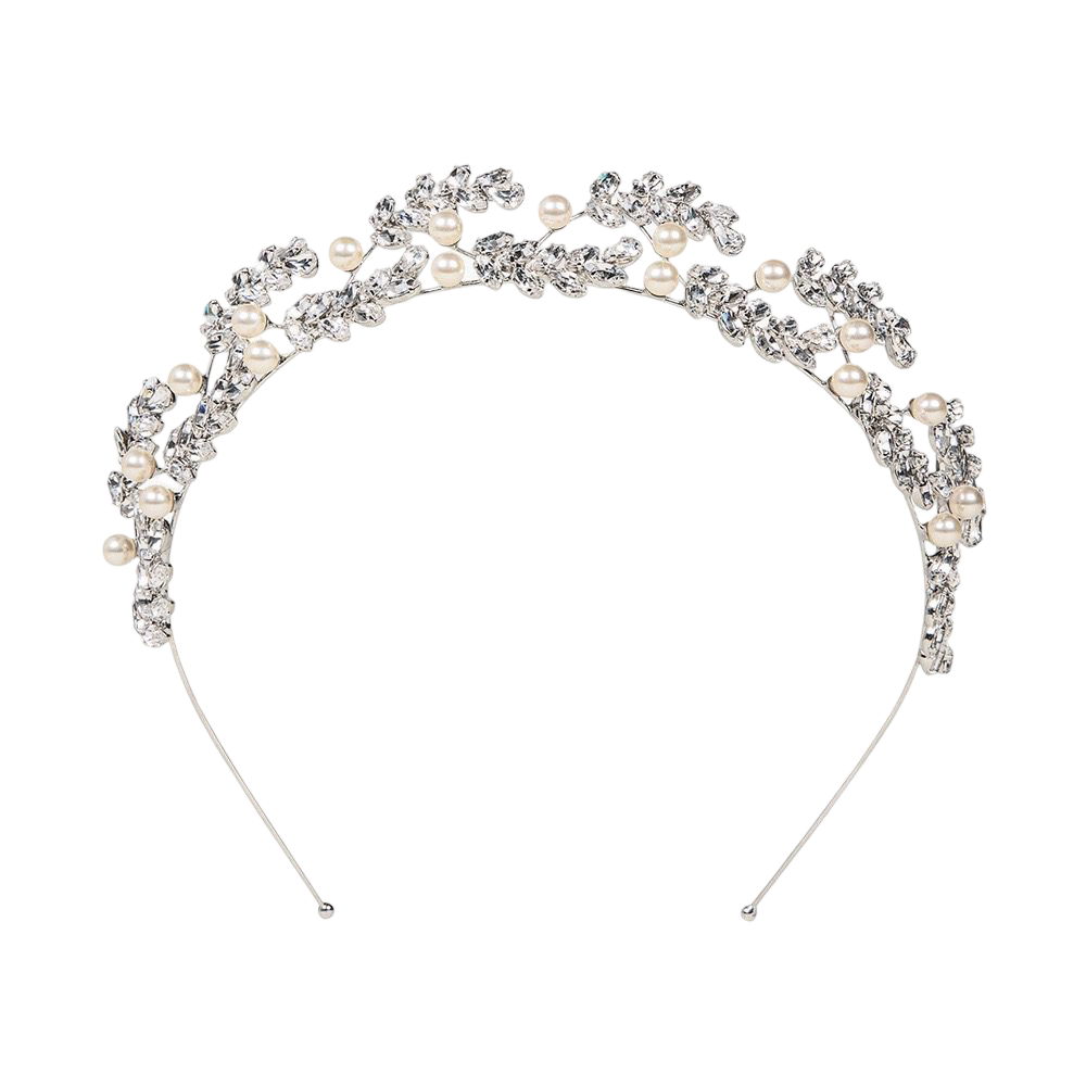 The  Vienna Crystal & Pearl Tiara - Silver