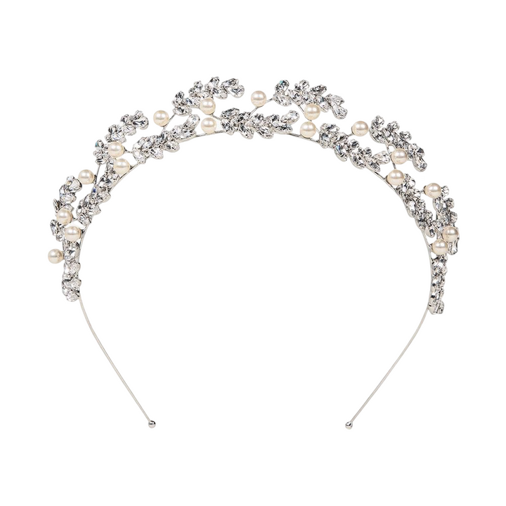 The  Vienna Crystal & Pearl Tiara - Silver