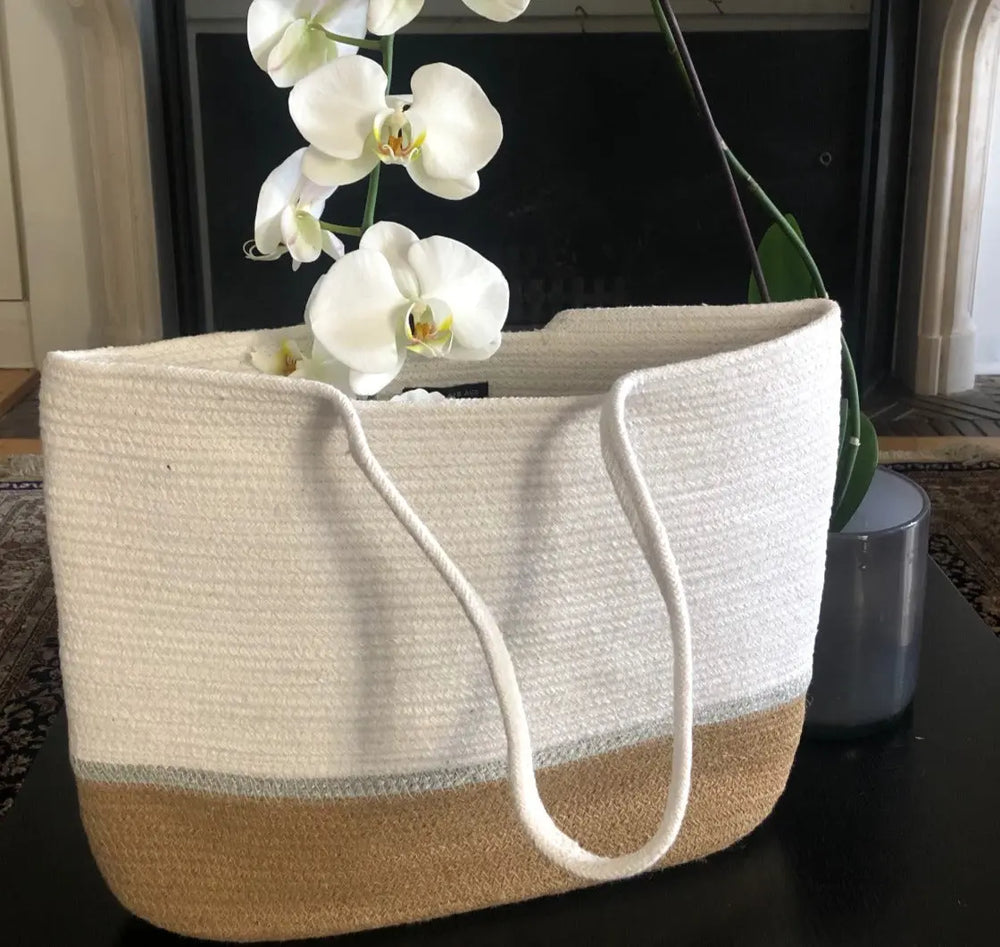 WS Bag - Cap Ferrat Large - Silver, White & Natural - Image 1