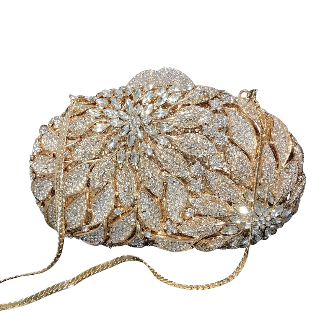WS  Handmade Natalya diamond Gold Clutch Bag