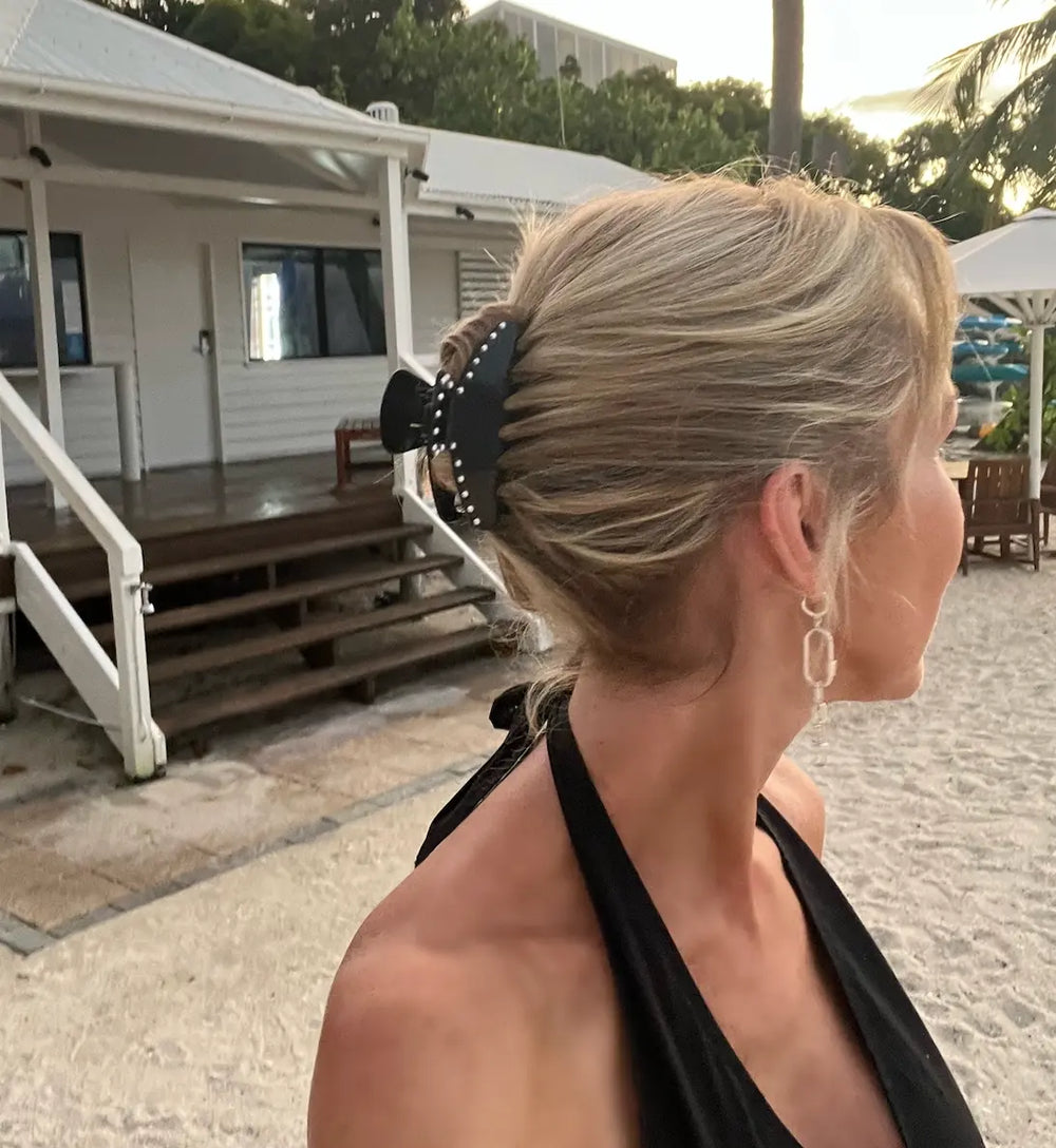 WS Hairclaw large Acetate Claw pearl detail - Black  757953171119