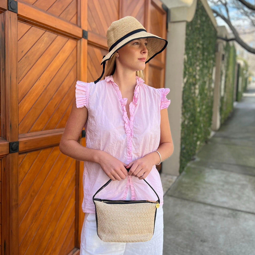 WS Eleanor Raffia Hat with Black Ribbon - Image 1