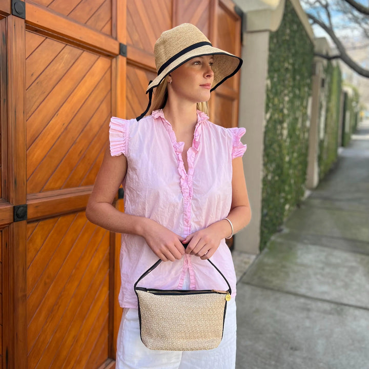 WS Eleanor Raffia Hat with Black Ribbon - Image 1