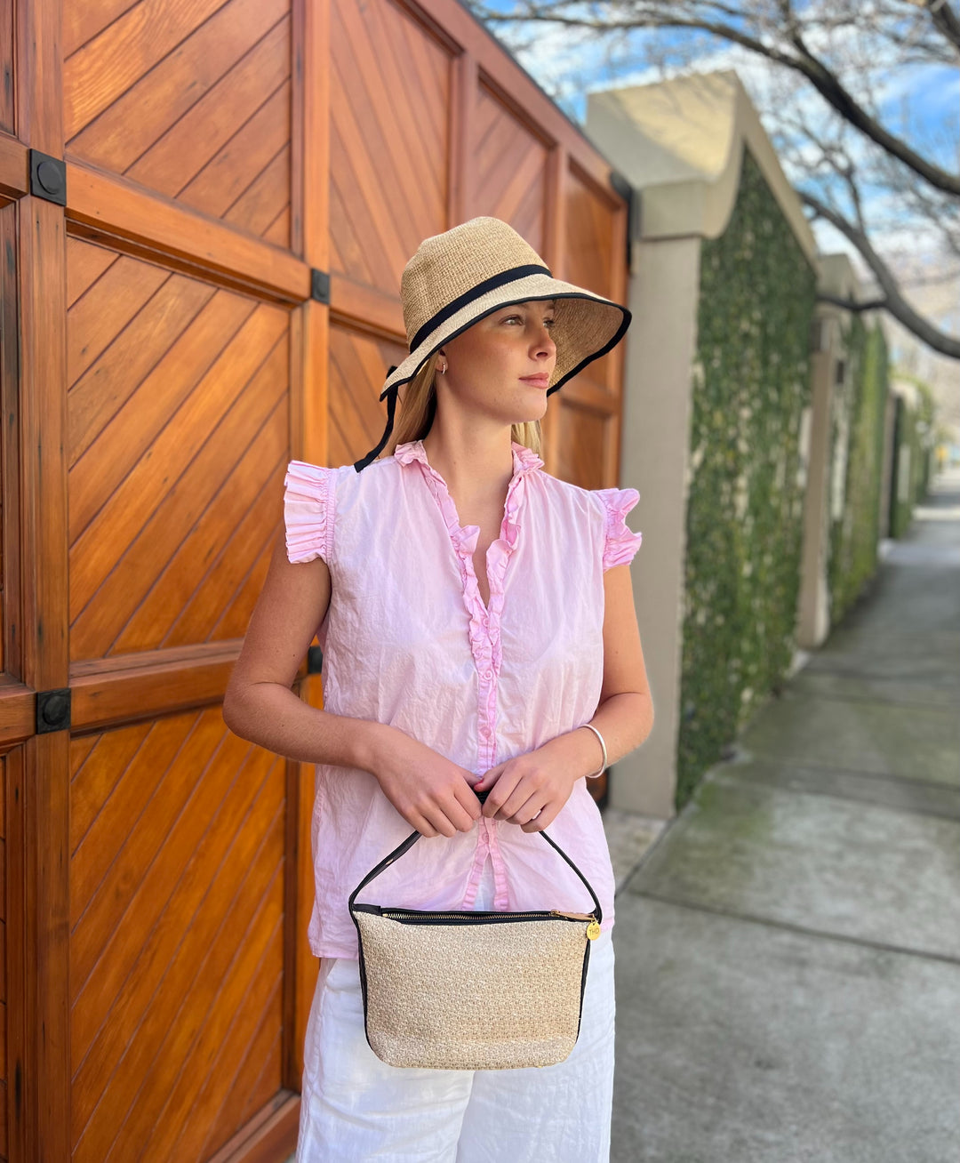 Eleanor Raffia Hat with Black Ribbon