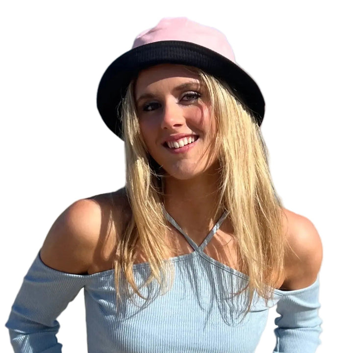WS - Bucket Hat Reversible - Block Colours - Pink/Black - Image 1
