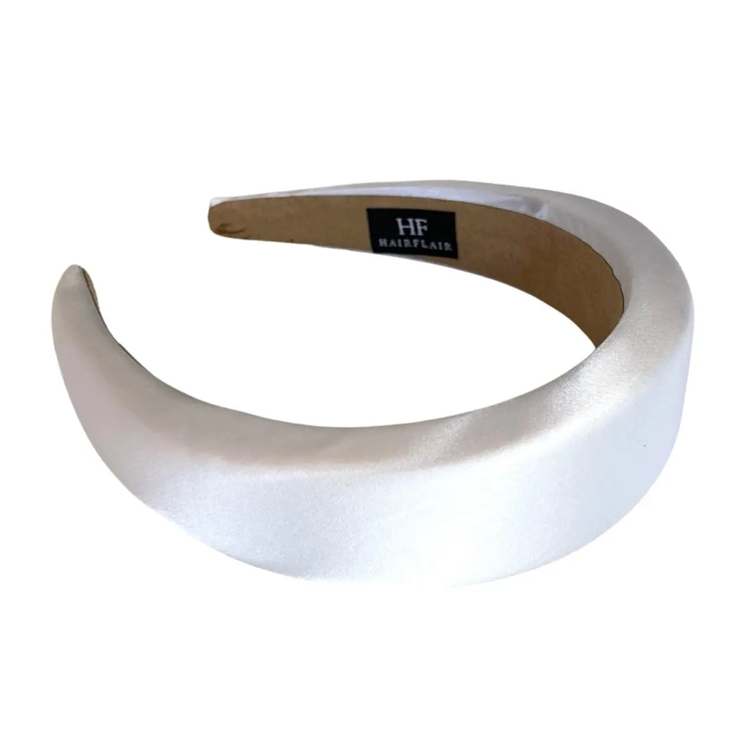 Satin Padded Headband -White