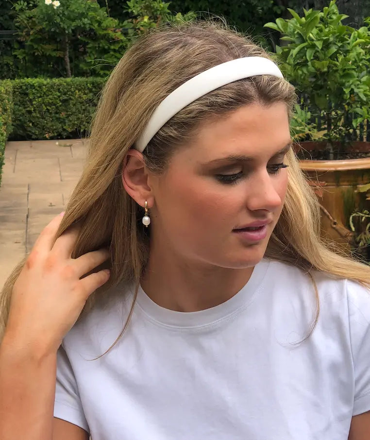 WS Vegan Leather Headband 2.2cm - White - Image 1