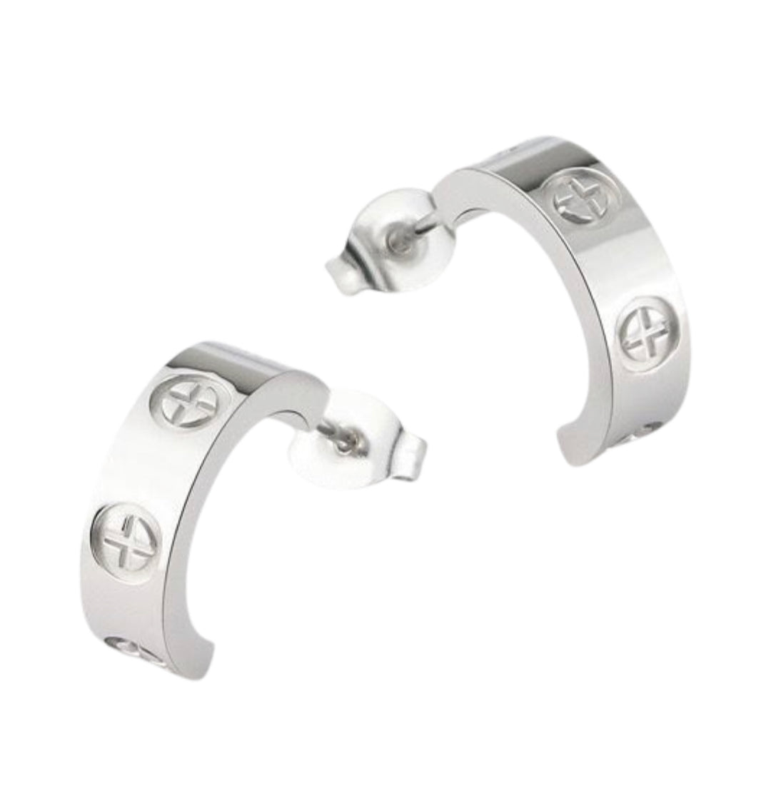 WS Octavia earring crosses small hoop Silver