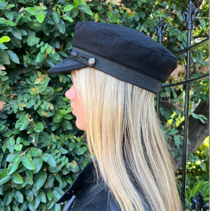 Wool Newsboy Cap - Black