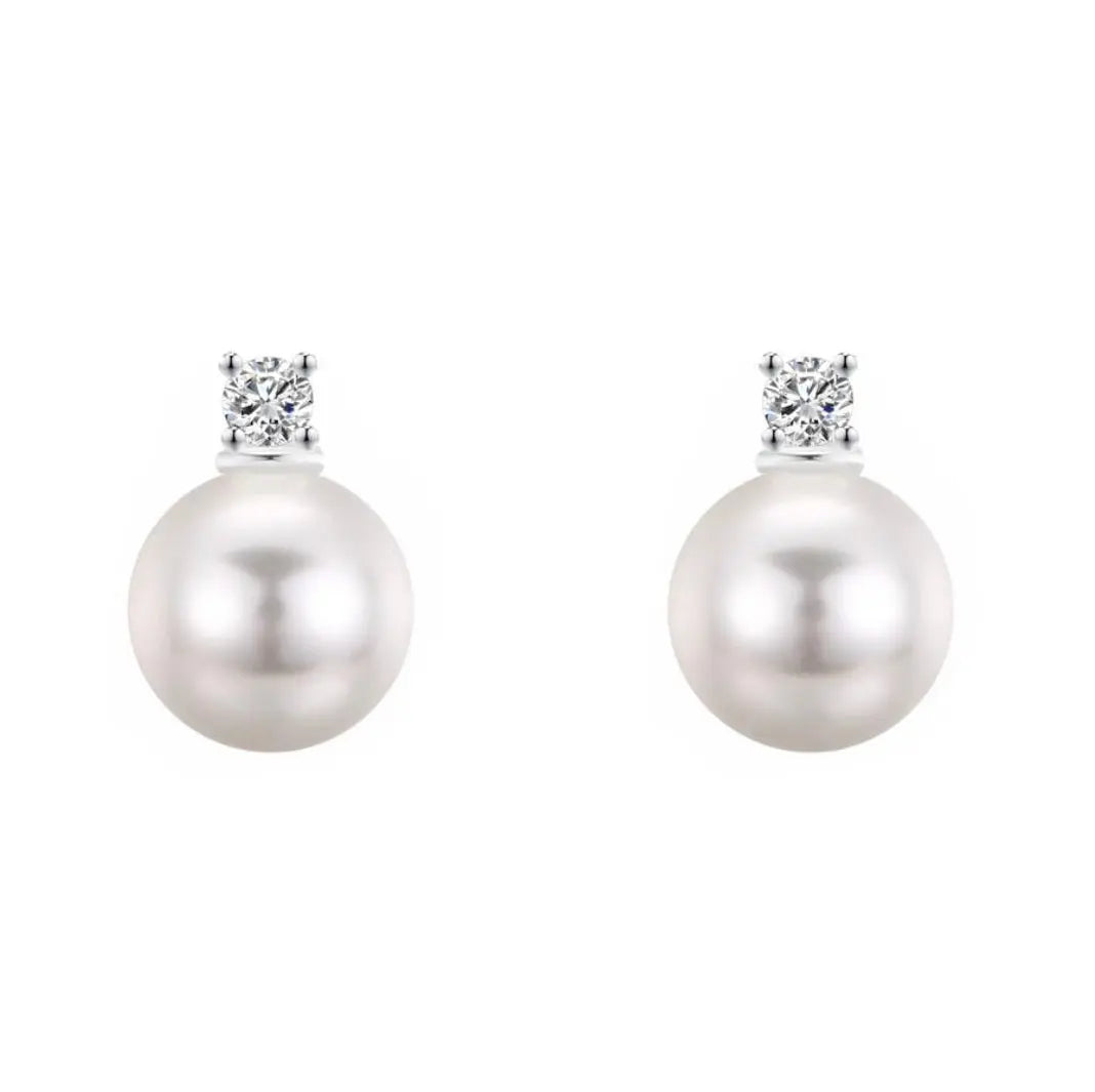 Kai White Pearl & zirconia Earrings on sterling silver