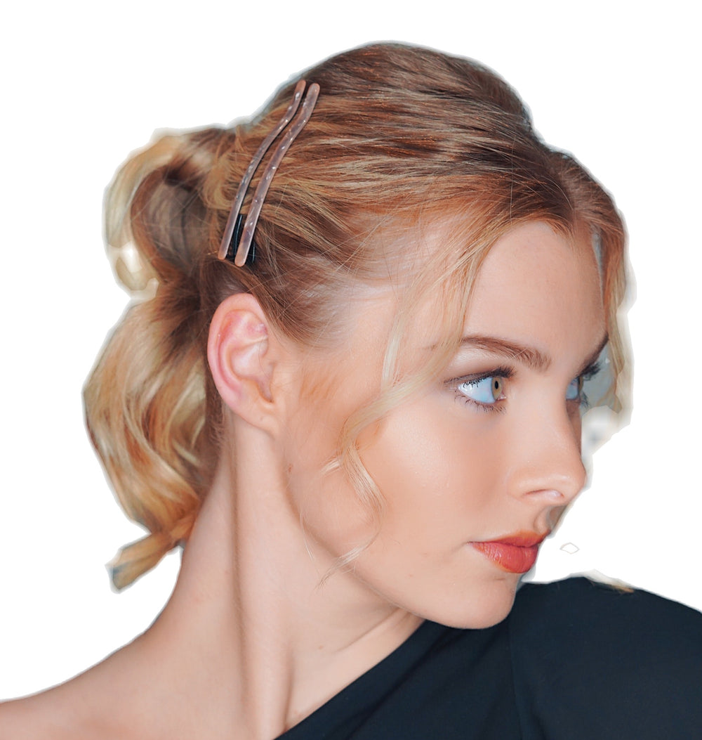 Acetate Hairpins -pink/nude Pearl- 2pce