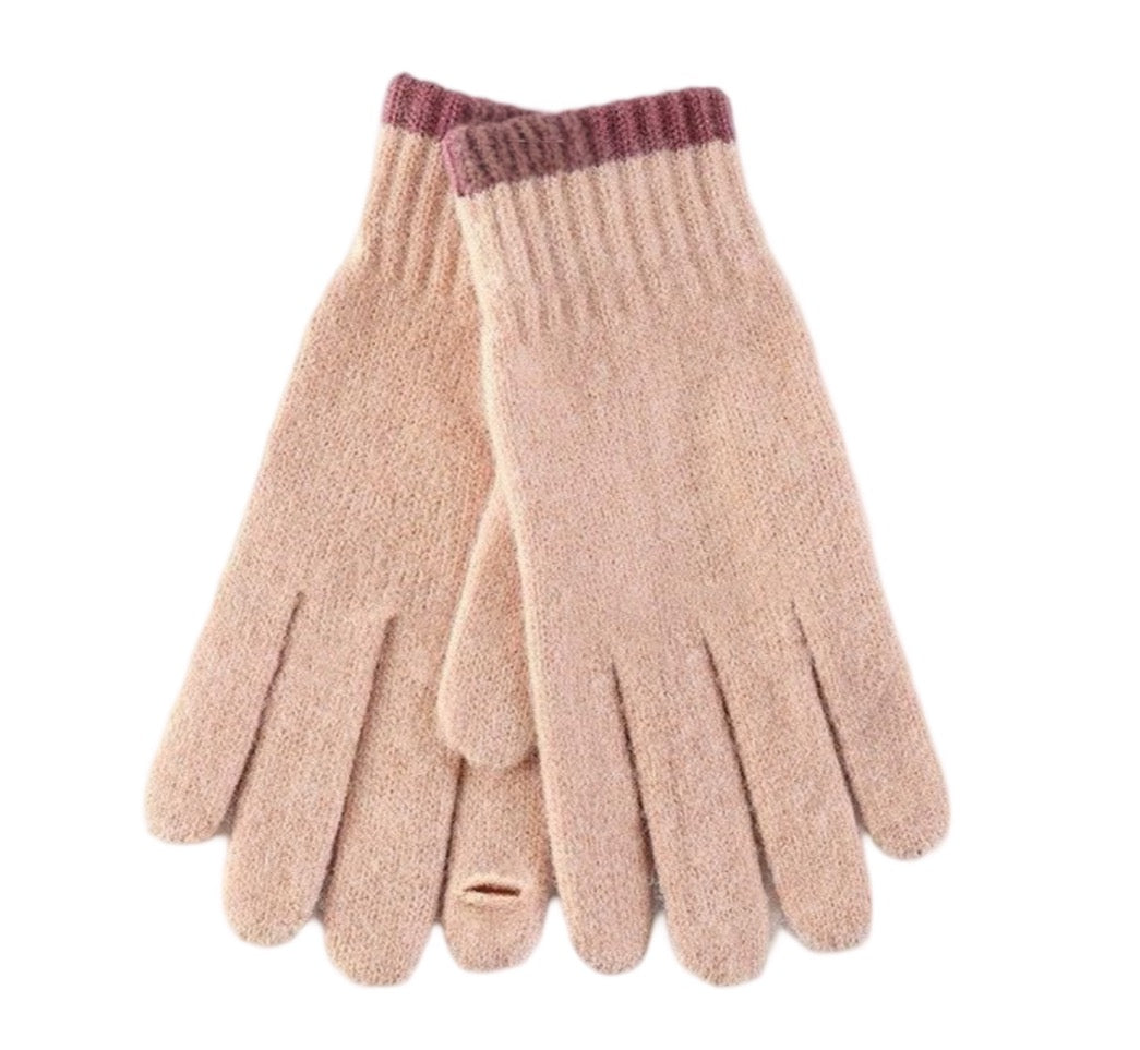 Ws NY Unisex Wool glove M- L  Oatmeal/burgundy
