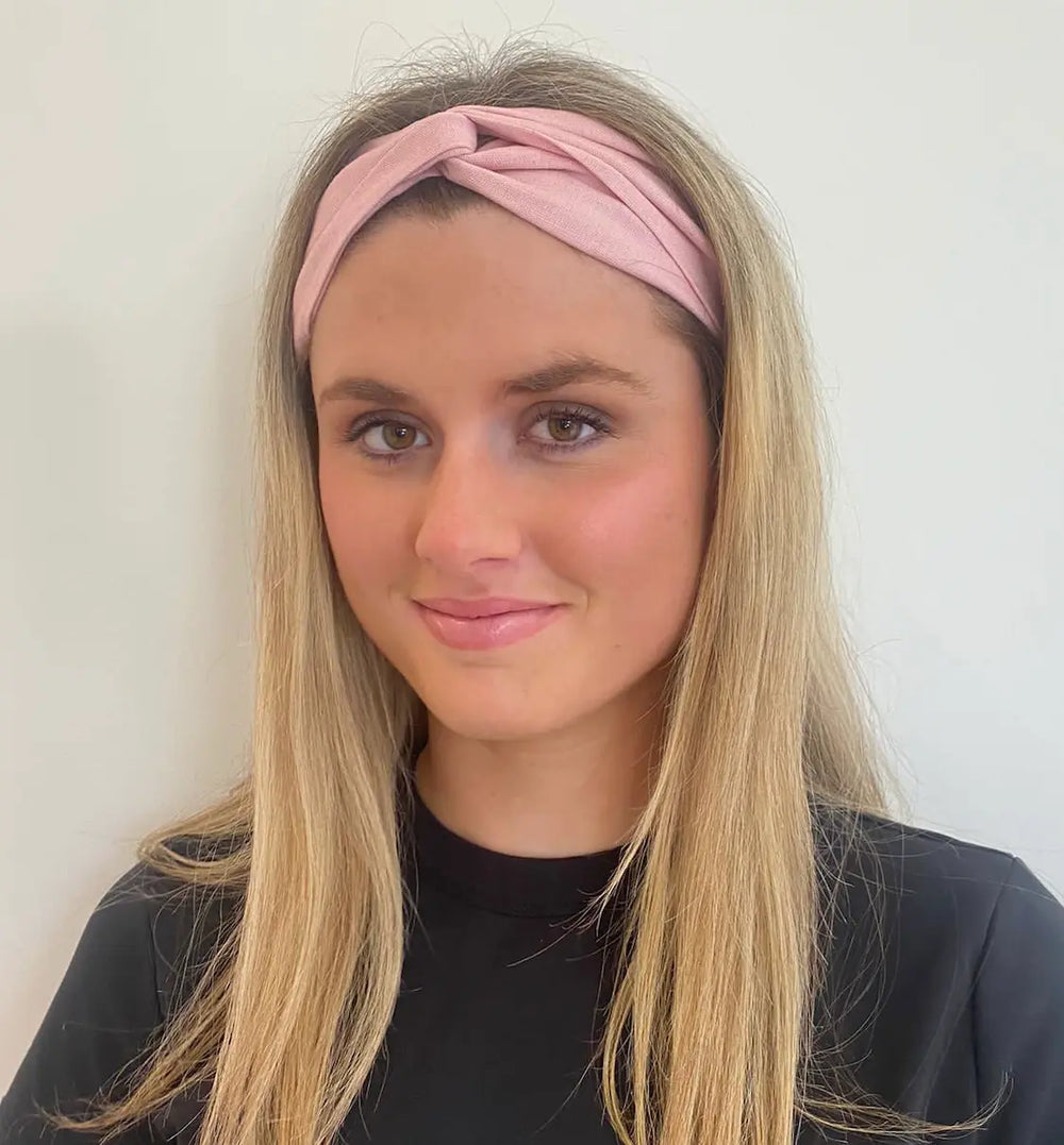 Headband - Linen Elastic headband in Pink