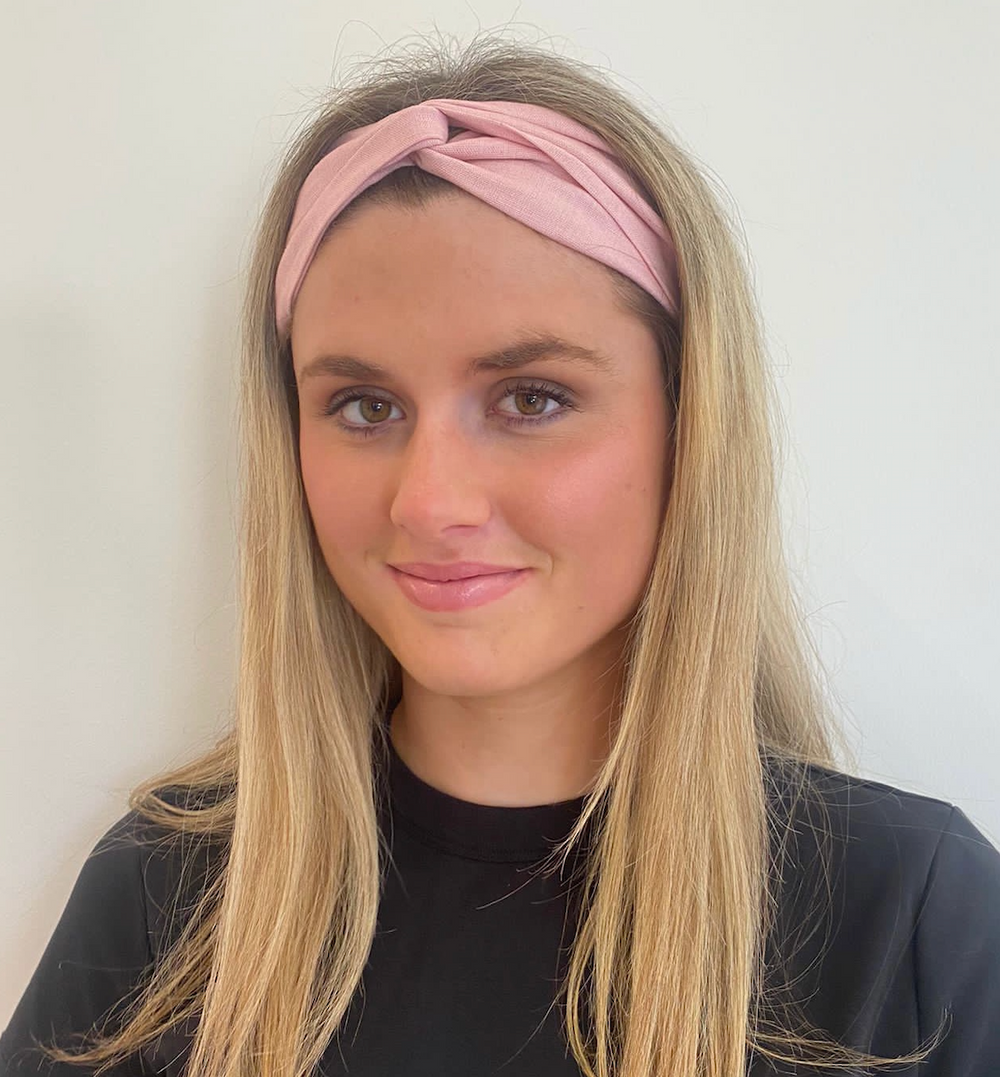 Headband - Linen Elastic headband in Pink