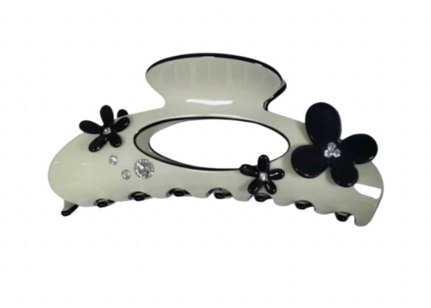 WS Premium Oversized Hairclaw with Swarovski Crystals & Flwrs- Ivory 75452353549