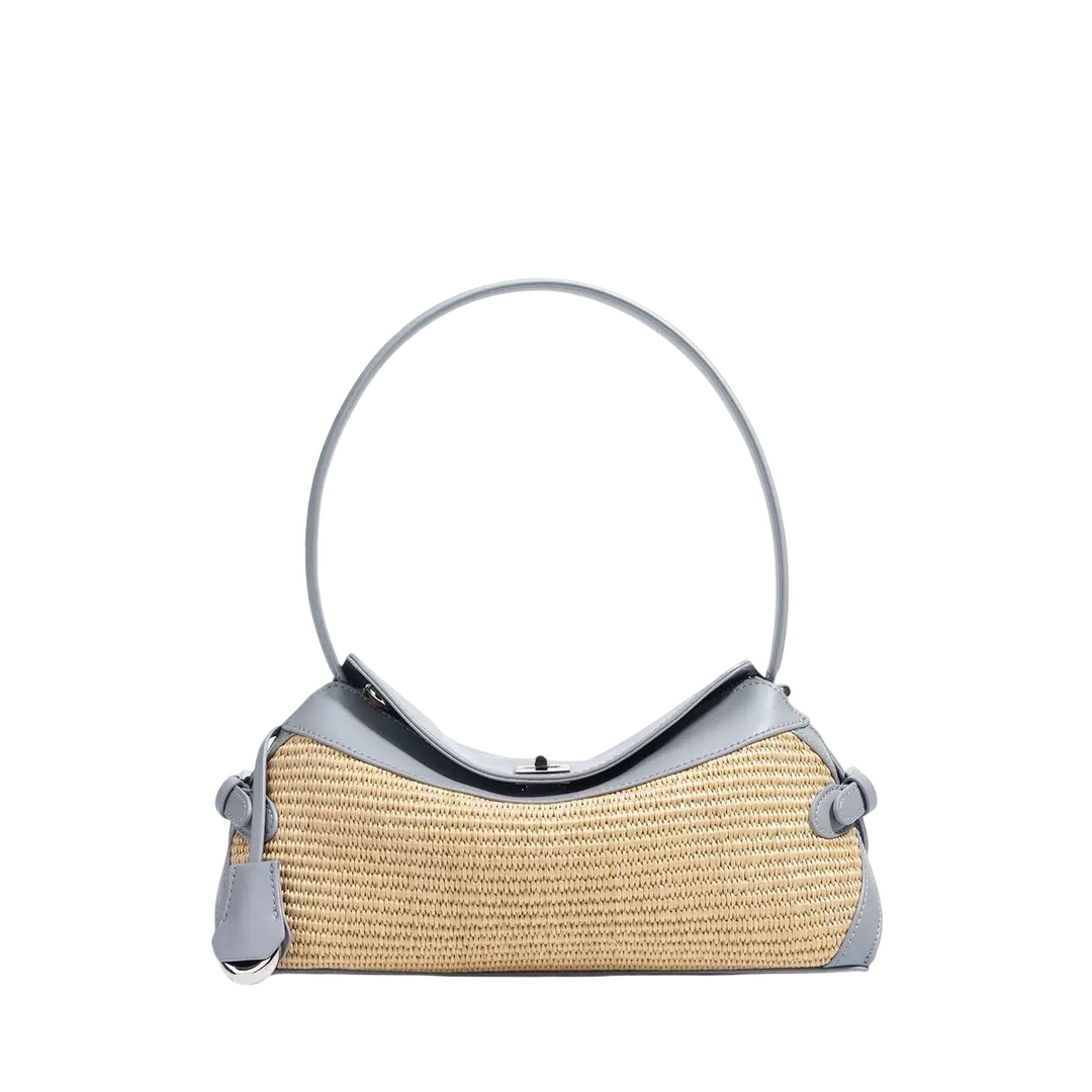 WS St Margaux Raffia and Cowhide Bag - Blue - Hero