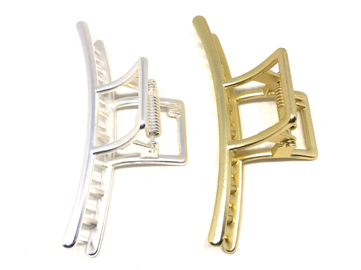 Medium line hair claws in matt gold and matt silver