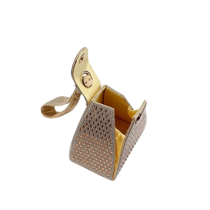 Pyramid Clutch Bag in Gold