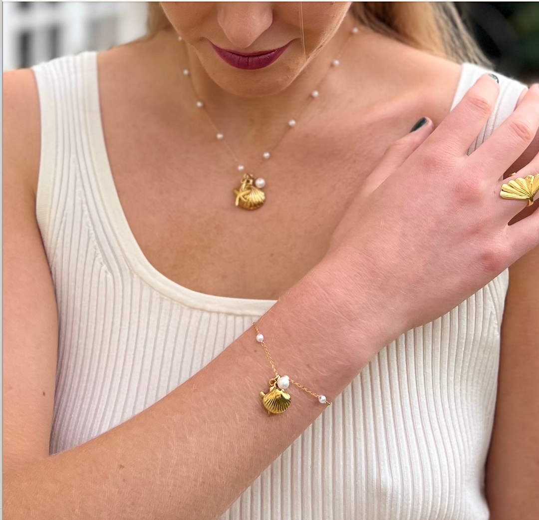 Nautilus Shell & pearl Bracelet