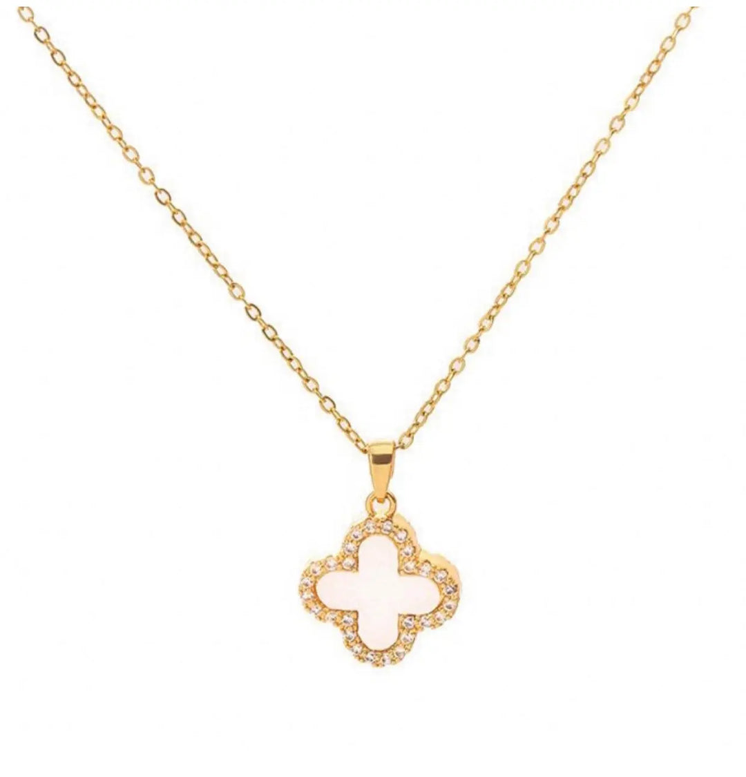 WS- Cross Necklace reversible nature and crystals